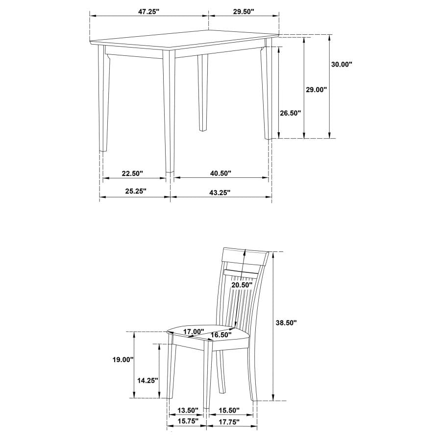 5pc Dining Table Set - Chestnut