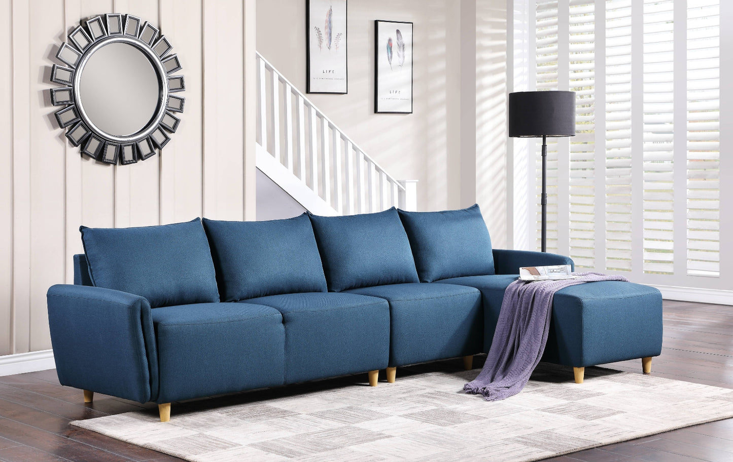 Reversible Sectional Sofa - Blue