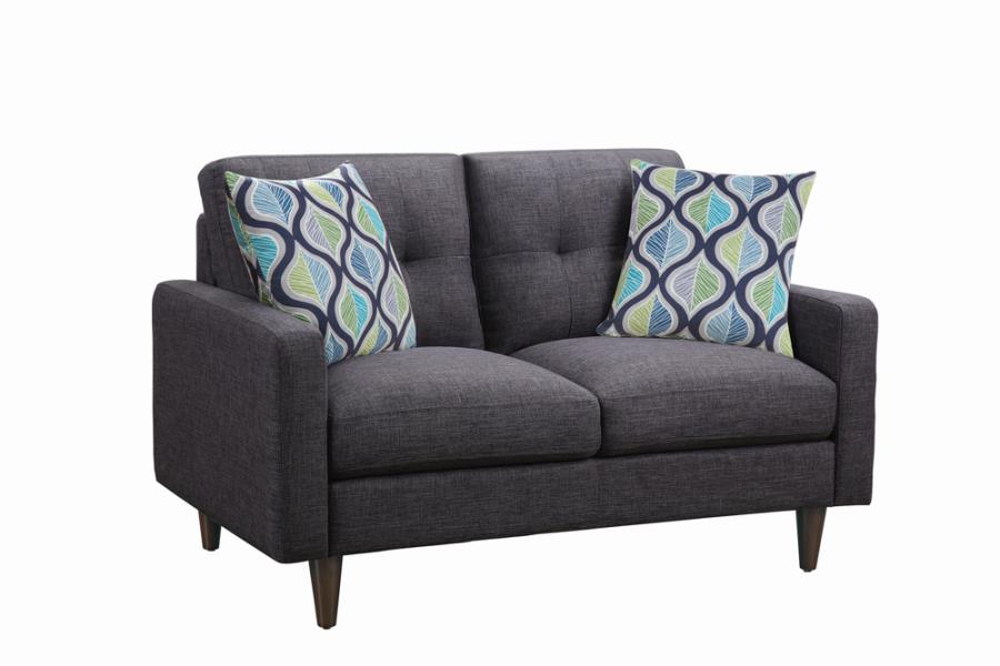 Gray Tufted-back Loveseat