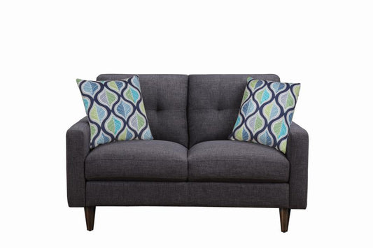 Gray Tufted-back Loveseat