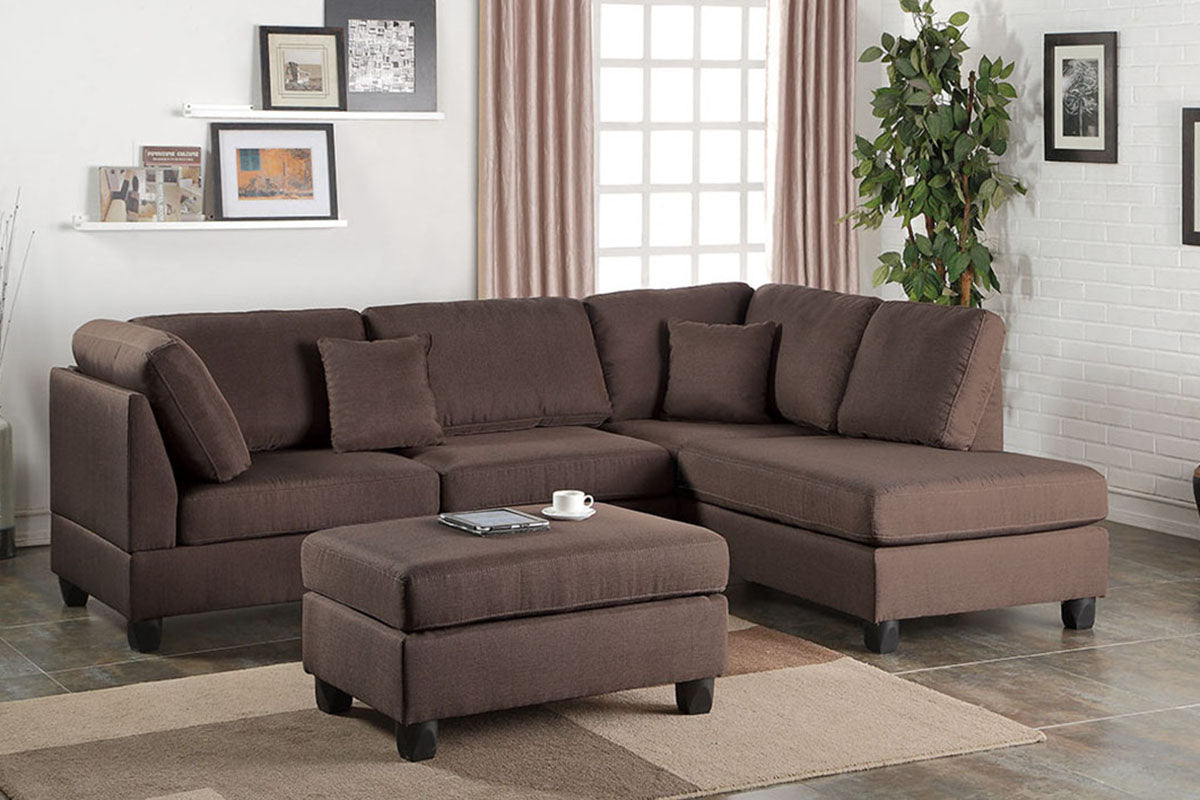 Sectional with Ottoman - Various Colors